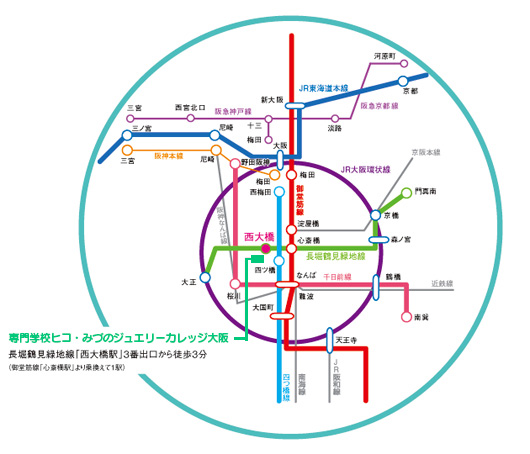 アクセス 大阪校 専門学校ヒコ みづのジュエリーカレッジ大阪